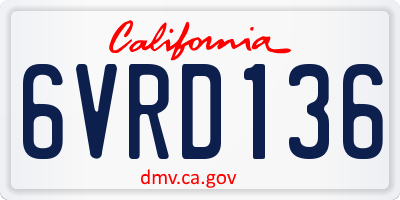 CA license plate 6VRD136