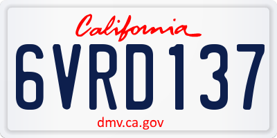 CA license plate 6VRD137
