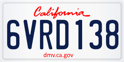 CA license plate 6VRD138