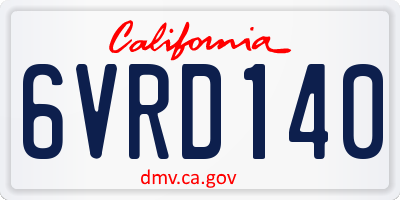 CA license plate 6VRD140