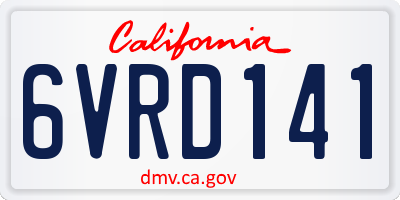CA license plate 6VRD141