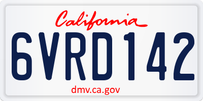 CA license plate 6VRD142