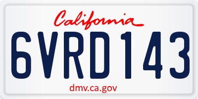 CA license plate 6VRD143