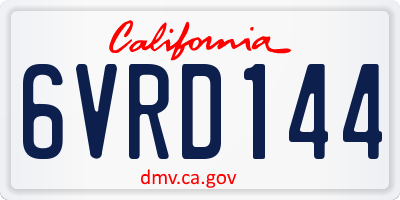 CA license plate 6VRD144