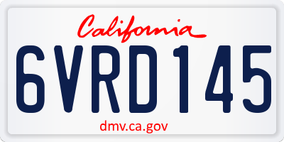 CA license plate 6VRD145