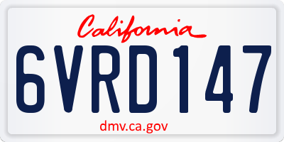 CA license plate 6VRD147