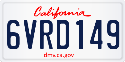 CA license plate 6VRD149
