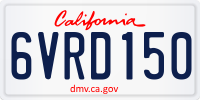 CA license plate 6VRD150