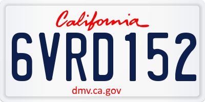 CA license plate 6VRD152