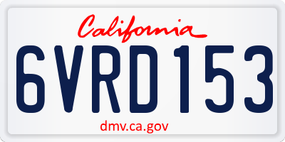 CA license plate 6VRD153