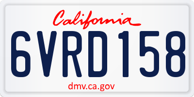 CA license plate 6VRD158