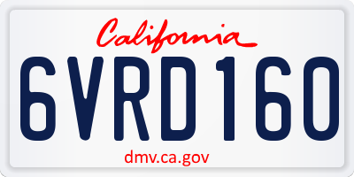 CA license plate 6VRD160