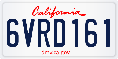 CA license plate 6VRD161