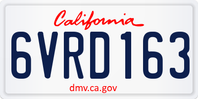 CA license plate 6VRD163