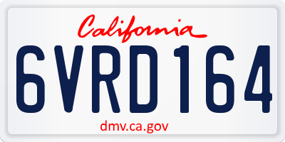 CA license plate 6VRD164