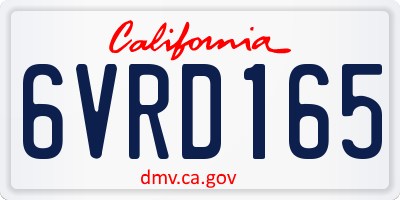 CA license plate 6VRD165