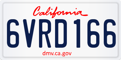 CA license plate 6VRD166