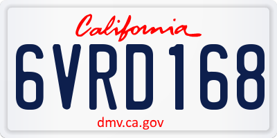 CA license plate 6VRD168