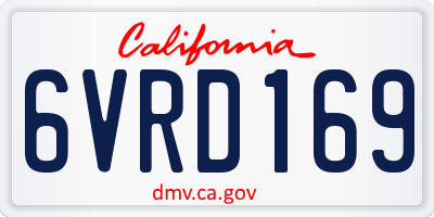 CA license plate 6VRD169