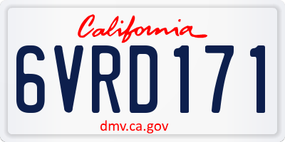 CA license plate 6VRD171