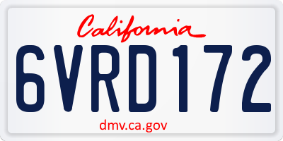CA license plate 6VRD172