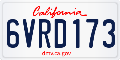 CA license plate 6VRD173