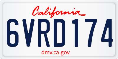 CA license plate 6VRD174