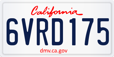 CA license plate 6VRD175
