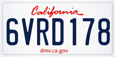 CA license plate 6VRD178