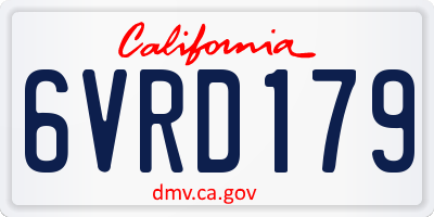CA license plate 6VRD179