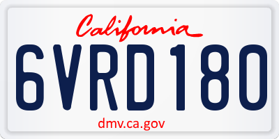 CA license plate 6VRD180
