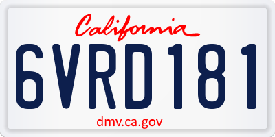 CA license plate 6VRD181