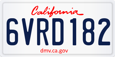 CA license plate 6VRD182