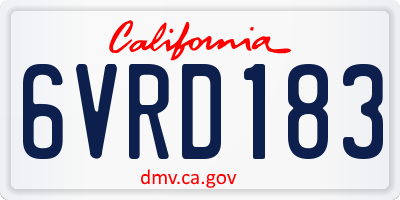 CA license plate 6VRD183