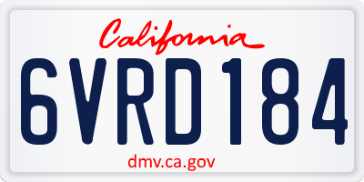 CA license plate 6VRD184