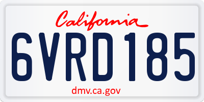 CA license plate 6VRD185