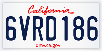 CA license plate 6VRD186