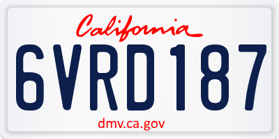 CA license plate 6VRD187