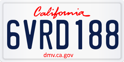 CA license plate 6VRD188