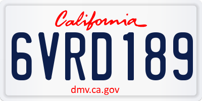 CA license plate 6VRD189
