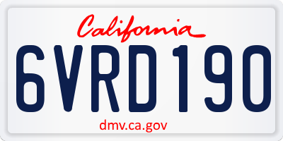 CA license plate 6VRD190