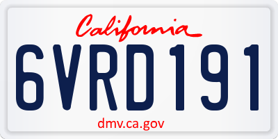CA license plate 6VRD191
