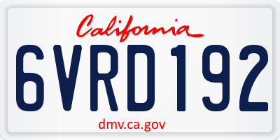 CA license plate 6VRD192