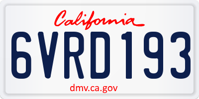 CA license plate 6VRD193