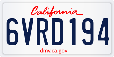 CA license plate 6VRD194