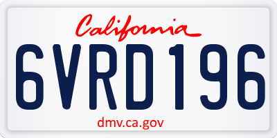 CA license plate 6VRD196