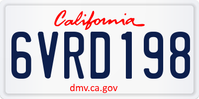 CA license plate 6VRD198