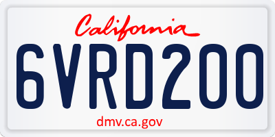 CA license plate 6VRD200