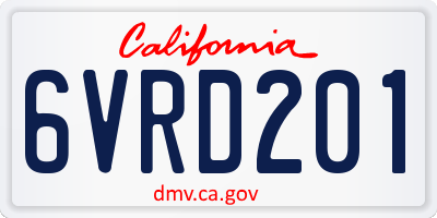 CA license plate 6VRD201
