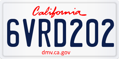 CA license plate 6VRD202